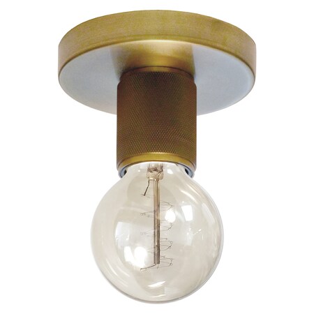 1 Light Incandescent Flush Mount, Aged Brass